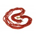 Splendid colier multi-strand cu anturaje de coral roșu natural de Sardinia | Oxblood |  închidere din aur 18k | Italia