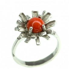 Inel statement contemporary | manufactură în argint rodiat & coral roșu de Sardinia | Grecia Inel statement contemporary | manufactură în argint rodiat & coral roșu de Sardinia | Grecia