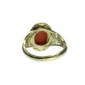 Rafinat inel din argint vermeil , decorat cu anturaj de coral roșu natural | Italia | anii '70
