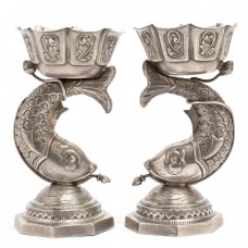 Rară garnitură de cupe iudaice, din argint, pentru caviar, sec XX, Rusia Rară garnitură de cupe iudaice, din argint, pentru caviar, sec XX, Rusia