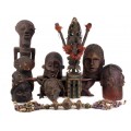 F RAR : Impresionantă sculptură ritualică africană- oracol Itombwe | triburile Kuba | Congo | cca.1940