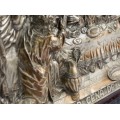 Vechi tablou religios în basorelief de alamă argintată, "Cina cea de Taină"