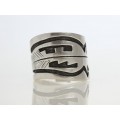 Inel statement amerindian | manufactură în argint patinat cu niel | atelier Kopavi | triburile Hopi