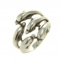 Inel modernist decorat cu delfini acrobați | argint 925 | Mexic