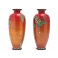 Garnitură de vaze japoneze emailate Shipōyaki cloisonné | manufactură atribuită atelierului Ando Jubei | cca.1920