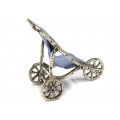Miniatură din argint Cărucior pentru copii | manufactură în argint & denim | Italia