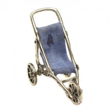 Miniatură din argint Cărucior pentru copii | manufactură în argint & denim | Italia Miniatură din argint Cărucior pentru copii | manufactură în argint & denim | Italia