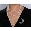 Elegantă broșă Art Deco | argint, perle naturale de cultură & marcasite | Belgia | anii '40