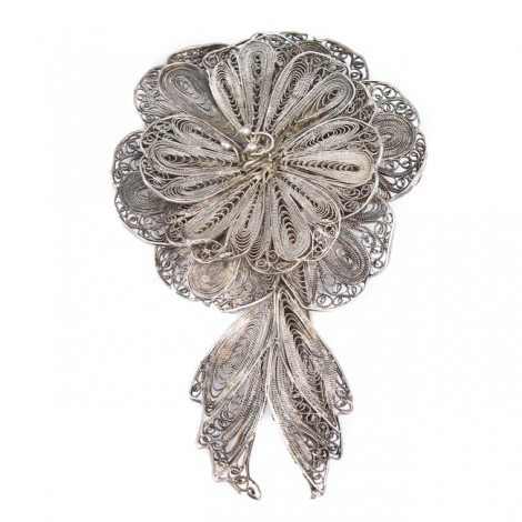 Veche broșă florală de perioadă Art Nouveau  | argint filigranat | cca.1910 | Franța