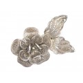 Rafinată broșă florală manufacturată în argint filigranat | anii '70 | Italia