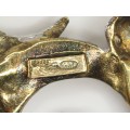 Elegantă broșă romantică din argint aurit și rodiat | Stol de lebede | Italia 