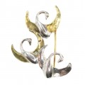 Elegantă broșă romantică din argint aurit și rodiat | Stol de lebede | Italia 