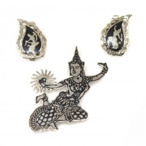 Vechi set de bijuterii thailandeze | manufactură în argint | atelier Thai Nakon | anii '40