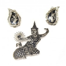 Vechi set de bijuterii thailandeze | manufactură în argint | atelier Thai Nakon | anii '40 Vechi set de bijuterii thailandeze | manufactură în argint | atelier Thai Nakon | anii '40