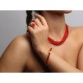 Brățară Etruscan Revival din aur 18k și coral natural Oxblood | manufactură de atelier Franconeri | anii '40