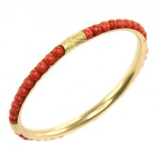 Brățară Etruscan Revival din aur 18k și coral natural Oxblood | manufactură de atelier Franconeri | anii '40 Brățară Etruscan Revival din aur 18k și coral natural Oxblood | manufactură de atelier Franconeri | anii '40