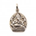 Veche amuletă hindusă Ganesha | manufactură în argint | British Raj | 1940 - 1950