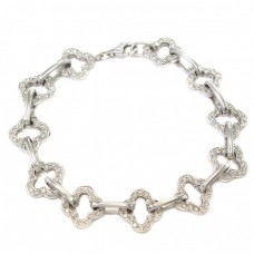 Brățară modernistă din aur alb 18k decorată cu 175 diamante | 1.57 CT | Quatrefoil | Franța Brățară modernistă din aur alb 18k decorată cu 175 diamante | 1.57 CT | Quatrefoil | Franța