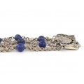 Brățară multistrand cu sistem de închidere elaborat în manieră Art Nouveau | argint & lapis lazuli | Italia