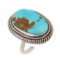 Vechi inel amerindian decorat cu un impresionant turcoaz Kingman | manufactură în argint | Statele Unite