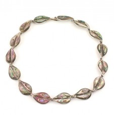 Rafinat colier mexican din argint și sidef de scoică abalone  | bijuterie de artă | cca.1970 Rafinat colier mexican din argint și sidef de scoică abalone  | bijuterie de artă | cca.1970