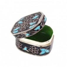 Cutiuță din argint emailat, pentru medicamente | manufactură | India Cutiuță din argint emailat, pentru medicamente | manufactură | India