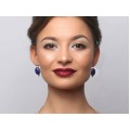 Cercei statement cu superbe anturaje de lapis lazuli afgan | manufactură în argint | India