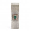 Elegant etui din argint pentru baton de ruj | aplicație de aur 18k & agat verde natural | Italia | cca.1945
