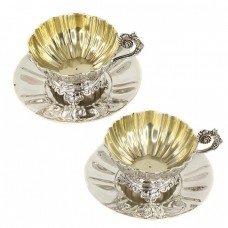 Serviciu tête-à-tête din argint pentru servirea ceaiului, cafelei și a înghețatei | 300 ml / cupă | argint 950 | atelier Alexandre-Auguste Turquet | cca. 1870 Serviciu tête-à-tête din argint pentru servirea ceaiului, cafelei și a înghețatei | 300 ml / cupă | argint 950 | atelier Alexandre-Auguste Turquet | cca. 1870