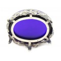 Garnitură de solnițe neoclasice din argint și sticlă cobalt | cca.1850 | Belgia
