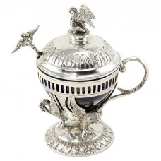 Splendidă muștarieră din argint cu recipient din sticlă cobalt | manufactură de atelier Hanau -  Friedrich Reusswig | cca.1910 Splendidă muștarieră din argint cu recipient din sticlă cobalt | manufactură de atelier Hanau -  Friedrich Reusswig | cca.1910