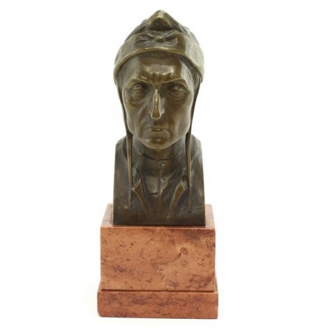 Sculptură în bronz Dante Alighieri | soclu de marmură Languedoc | sec. XIX | Franța