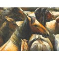  Pictură "Herghelie de cai" | ulei pe pânză | semnată și datată indescifrabil | 1978 ?
