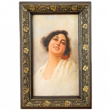Pictură în ulei pe lemn  "Portret de țigancă" | școala maghiară | început de secol XX | semnată indescifrabil Pictură în ulei pe lemn  "Portret de țigancă" | școala maghiară | început de secol XX | semnată indescifrabil