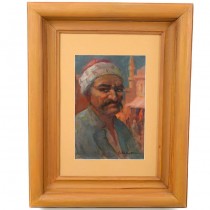 Pictură Irimia ( Isidor ) Sălăgeanu | "Portret de turc în peisaj cu moschee" | cca.1900