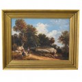 Pictură Gabriele Smargiassi |  "Peisaj cu personaje" | ulei pe pânză | 1855