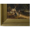 Pictură Gabriele Smargiassi |  "Peisaj cu personaje" | ulei pe pânză | 1855