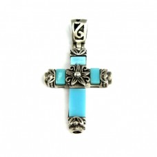 Pandant cruce din argint cu sidef natural | Franța