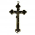 Crucifix monastic de perioadă Art Deco |  alamă cromată & lemn de abanos | Franța