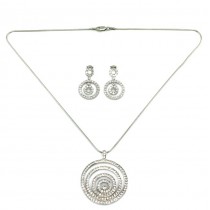 Set de bijuterii fashion din argint încrustat cu zirconii | colier și cercei | Italia