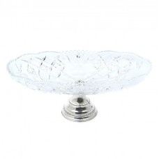 Elegantă fructieră tazza din cristal cu sprijin de argint | Italia | cca.1950 Elegantă fructieră tazza din cristal cu sprijin de argint | Italia | cca.1950