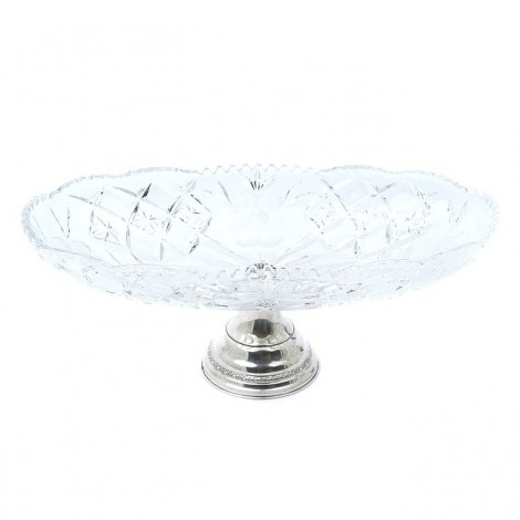 Elegantă fructieră tazza din cristal cu sprijin de argint | Italia | cca.1950