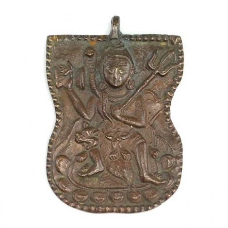 RAR : Impresionantă amuletă pectorală hindusă | Shiva | bronz | cca.1900 | India