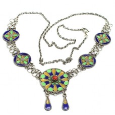Vechi colier etnic Kabyle | argint emailat & coral faux | Algeria Vechi colier etnic Kabyle | argint emailat & coral faux | Algeria