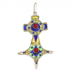 Amuletă tuaregă elaborată în stil Kabyle | argint emailat & coral faux | Maroc Amuletă tuaregă elaborată în stil Kabyle | argint emailat & coral faux | Maroc
