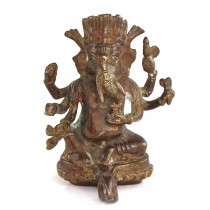 Veche statuetă Ganesha cu suport pentru lumânare | bronz | început de secol XX | India