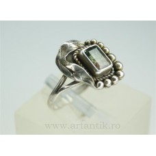 inel art nouveau. turmalina & argint. manufactura. atelier european