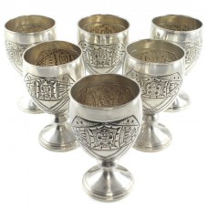 Set de 6 pocale din argint elaborate în stil Art Deco mexican | atelier Alfredo Ortega & Sons | cca.1930 Set de 6 pocale din argint elaborate în stil Art Deco mexican | atelier Alfredo Ortega & Sons | cca.1930