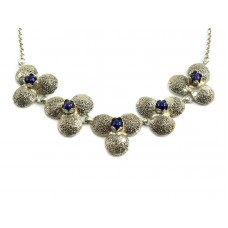 Elegant colier din argint decorat cu anturaje de lapis cu spectaculoase incluziuni de pirită | argint 925 | Italia