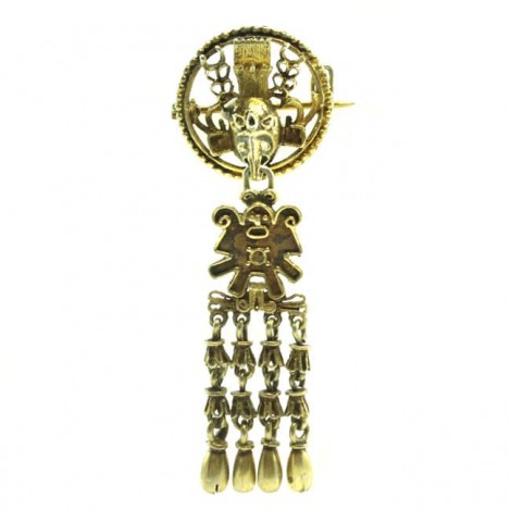 Rafinată broșă - pandant Etruscan Revival | argint aurit | Italia